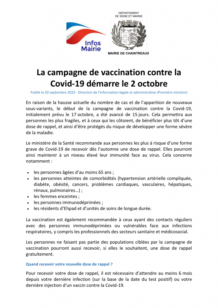 La campagne de vaccination contre la Covid-1