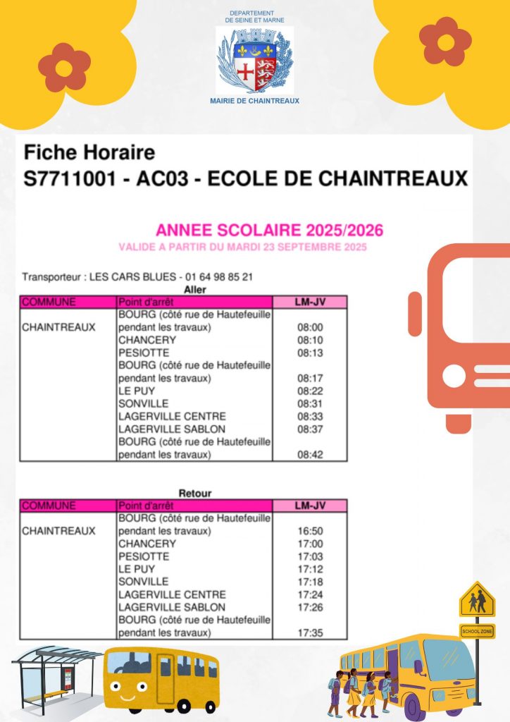 Planning transport scolaire