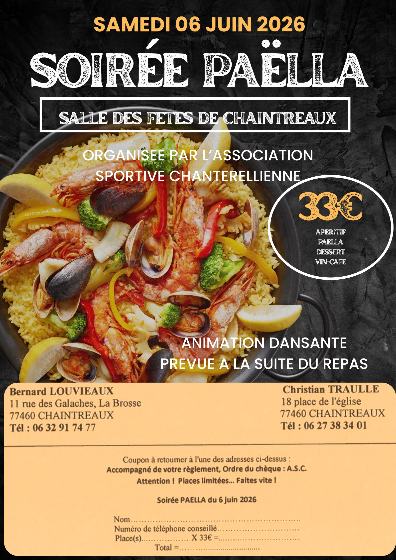 Affiche événement soirée paëlla